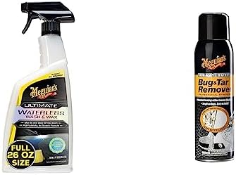 Meguiar’s Oficial Wash Wax Anywhere Lavado Y Encerado Instantáneo G3626 769 ml + Meguiar’s G180515 – Quitamanchas y quitagramas, 1 Unidad