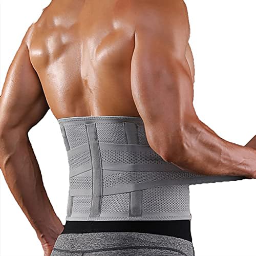 Faja Lumbar para Hombres y Mujeres, Faja Lumbar para Aliviar el Dolor de Hernia Discal, Ciática y Escoliosis, Protege los Músculos de la Cintura y la Espalda (Gris, L)