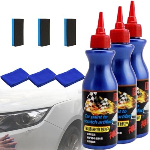 Acssart Removedor de rayones, kit de eliminación de rayones de cera para automóviles Reparación de rayones de pintura de automóviles, Cera reparadora de rayones para automóviles (3PC)