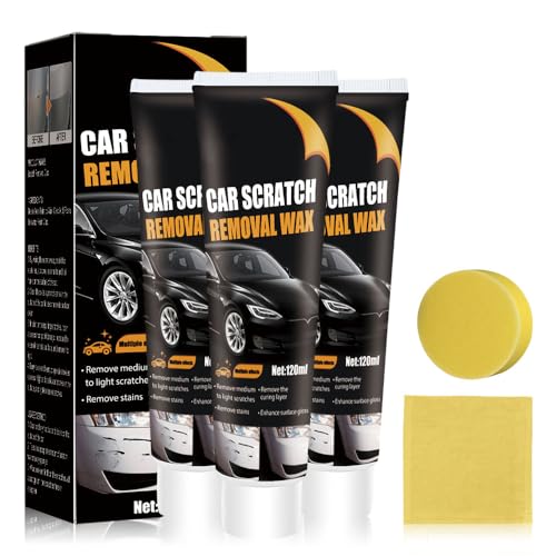 Pasta Reparadora de Arañazos de Coche, Cera de Pulido de Reparación de Arañazos de Coche, Kit de Eliminación de Rayones Para Automóviles Con Toallita Y Esponja Para Rayones Profundos (3 PCS)