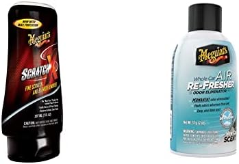 MEGUIAR’S DKO G10307 ScratchX 2.0 Eliminador de Rayones + Meguiar’s Oficial Air Re-Fresher Sistema Eliminador de Olores y Ambientador New Car G16402, 2 Ounce