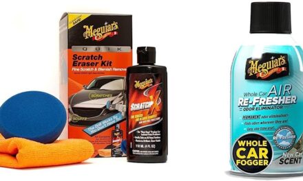 MEGUIAR’S Oficial Kit para Remover Rayones Localizados G190200 1 Kit + Oficial Air Re-Fresher Sistema Eliminador de Olores y Ambientador New Car G16402, 2 Ounce